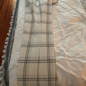 NY&Co white  trouser with with navy patterns.